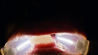 Rebel Rhyder plays with frozen cum