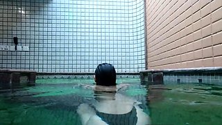 Hot Brunette's Naughty Motel Pool Solo Show
