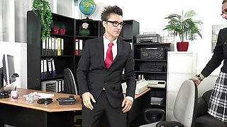 Suck my cock if you want more money - Boss fucks female employee