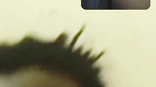 Orgasm cum of black mama cougar, she enjoyed video call fuck