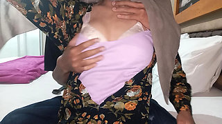 Hijab Girl Soft Boobs Squeeze & Wet Blowjob Pov No Face