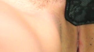 Brunette babe gets her pussy slapped with a pad