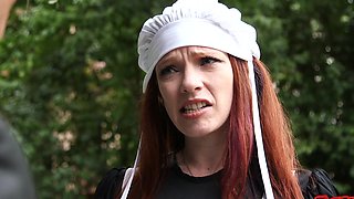 Redhead chick Kassondra Raine bends over to be fucked from behind