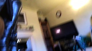 Femdom fetish blonde makes cuckold lick cumshot