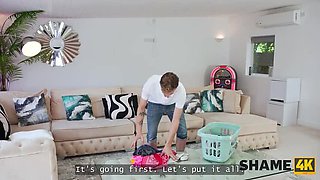 Caught By British MILF Eva May While Doing Laundry - Big Tits & Hot HD Sex Over 50