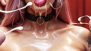 Whore Blonde BDSM Hard Sex, Curvy Woman with Big Tits Sucking Big Dick, Slave Woman
