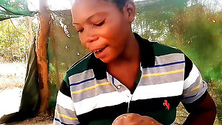 In village cherishing myself with potatoes