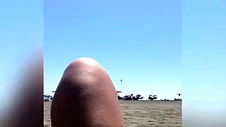 Smoking Latina with Big Tits at an Italian Beach