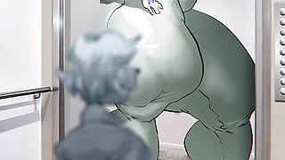 Giantess widowmaker crushes puny guy in elevator with her body and gigantic muscles & chest