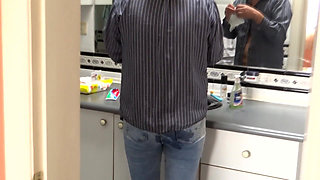 I Found My Stepson Jerking off and I Let Him Cum on My Ass with My Jeans on