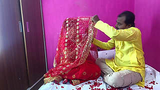 Newly Married Indian First Night Sex and Romance Video, Boobs Press Removal Saree Blouse