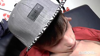 Feet play and passionate handjob teenage cock
