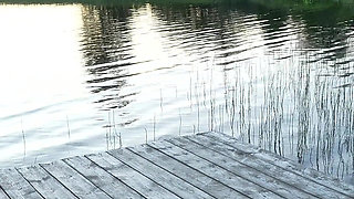 Two Girls Took Their Clothes off on the Lake. a Passing Surfer Had Sex in the Open Air