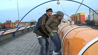 Cute scandinavian babe fucked in public taking cum