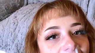 Real amateur Latina in hot POV blowjob and facial
