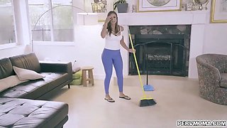 Havana shows off her brand new tit job and then jerks her stepson until his stepdad comes home