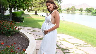 Pregnant wifey Indica takes off her dress to show her naked body
