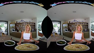 Dinner For You; Blonde Kitchen Food Girlfriend Blowjob Small Tits Shaved Pussy