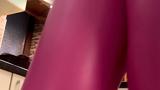 Pink Leather Leggings & Cameltoe Tease in the Kitchen