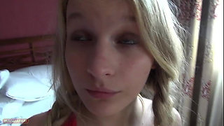 Cute Teen with Very White Skin and Small Tits Tried to Steal Money From Sugar Daddy
