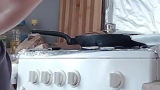 Sexy Stepmom Naked in the Kitchen, Latina Hairy Pussy, Big Tits, Big Ass