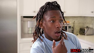 Eager stepmom sucked big black knob