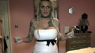 Cute blonde with big boobs solo