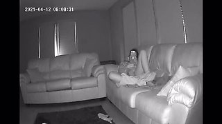 Hot MILF Caught Fingering Herself on Couch - Hidden Cam Spy POV