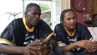 Cheerleader Entertains Some Football Players: Big Ass, Blowjob  Anal Porn