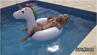 Aviva Rocks In Masturbating In Swimming Pool