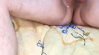 Sexy Step Sister Inserting a Big Dildo up Stepbrother's Ass While Giving Him a Handjob. Huge Cumshot Explosion