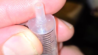 Pissing and Cumming in the Syringe and Throwing It Inside My Slutty Stepdaughter's Nose