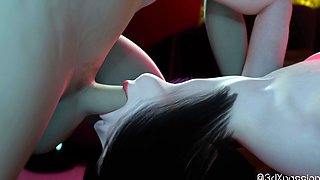 Nexus 3 Neon dreams. Cyberpunk sex with busty brunette. Extreme deepthroat