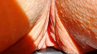 Sexy mature shows huge wet  pussy close up