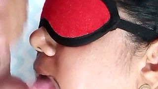 Deep Throated Mature Wife with Eye Mask Sucking