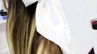 Cheerleader wants a quickie before the Halloween party