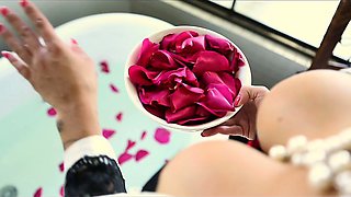 French Sexy Mom Seduced In Rose Petal Bath