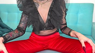 Red Sharp Long Nails, Sharp Stilettos, Long Fingers, Hot Handjobs with Spit