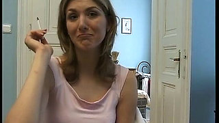 Big-breasted, Slender Stepmom Does It Herself in Front of the Cameraman