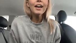 Sexy blonde PrettyKatie having some fun outside