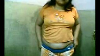 Indian amateur BBW lady in the bathroom stripping on cam