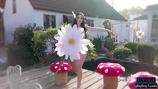 Teenage darkhaired babe shows her sexually attractive body