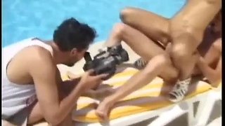 Maren Beautte anal and DP by the pool