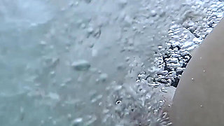 Flashing My Pussy in Front of a Student in Public Swimming Pool and Helps Me Masturbate - It's Very Risky with People Near