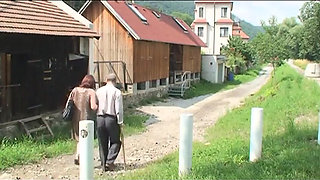 Crazy threesome pussy fucking hairy old cock sucking