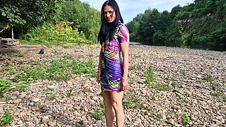 Naked Outdoor with Wide Open Pussy and Peeing