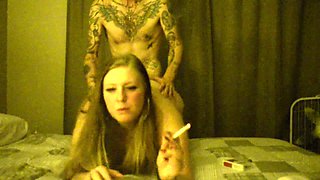 Watch me get pounded while enjoying a smoke, as cum is unleashed all over my face!