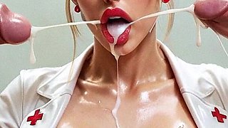 Nurse Woman Lara and Jared in Gloryhole Club, Big Tits, Gloryhole Bukkake, Big Dick Sucking Cock