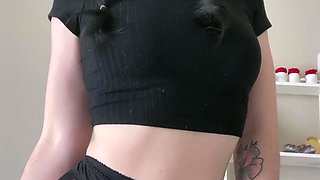 Stacked brunette goes solo toys and masturbation