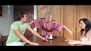 MOMMY4K. Naive girlfriend was waiting for a BF while he was fucking her Mommy at the kitchen